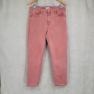 Pistola Slim Straight Scissor Cut Hem Jeans Size 32 Raw Frayed Cuffed Dusty Pink